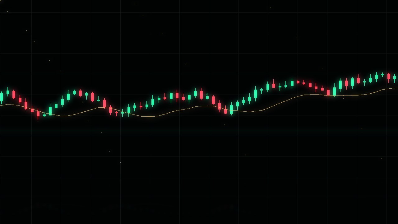 Imagen ilustrativa de un gráfico de trading sobre fondo oscuro